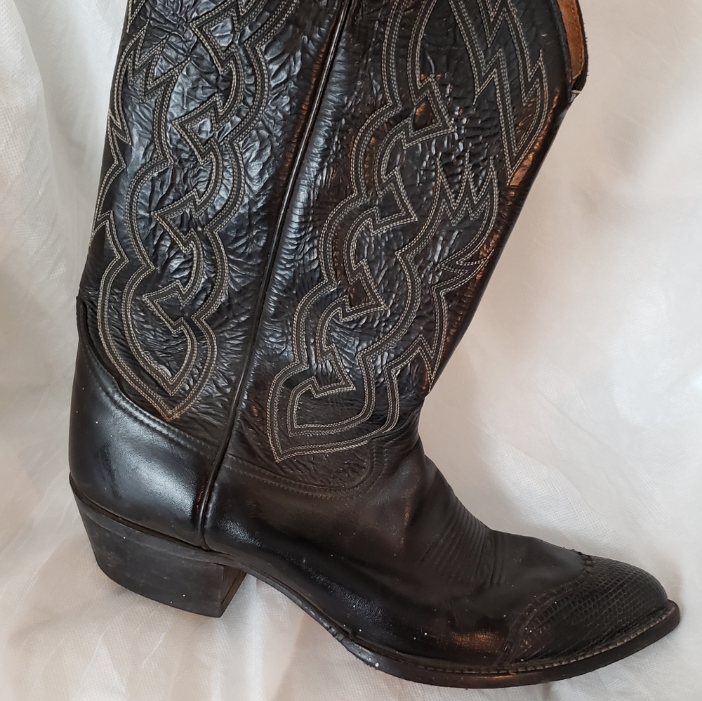Tony Lama Black Cowboy Boot- sz 13D Men's